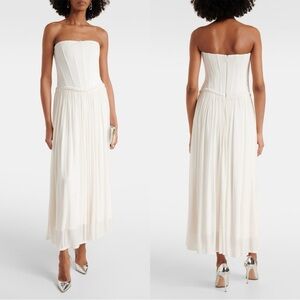 SIMKHAI Adalys Bustier Midi Dress in Ivory